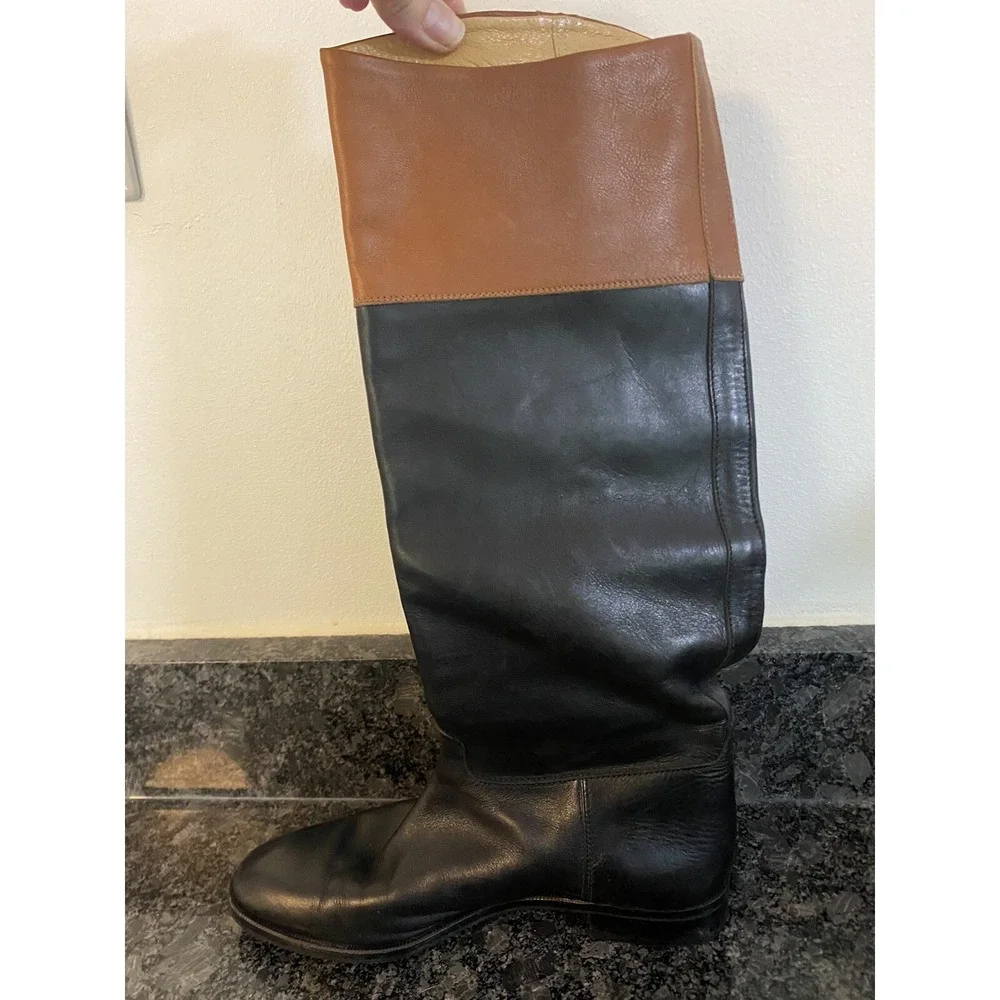 Gravati Black & Brown Knee‎ High Riding Boots Equestrian 8 Italy